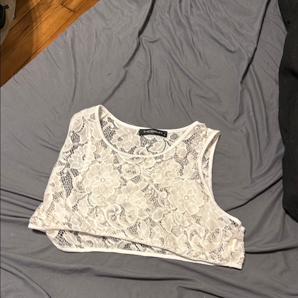 Cream Asymmetrical Sleeveless Crop Tank